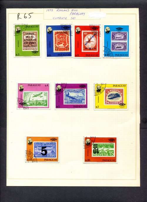 Stamps on Stamps - 9 Stamps Mounted(Hinged) on Album Page