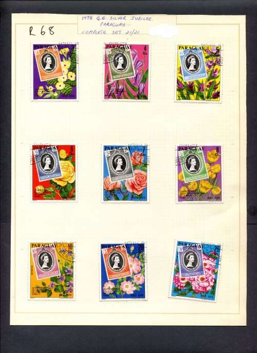 Stamps on Stamps - 9 Stamps Mounted(Hinged) on Album Page