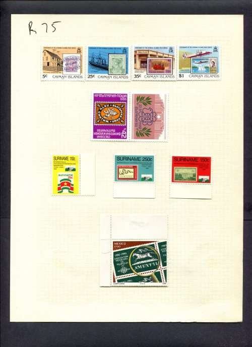 Stamps on Stamps - 9 Stamps  Mounted(Hinged) on Album Page