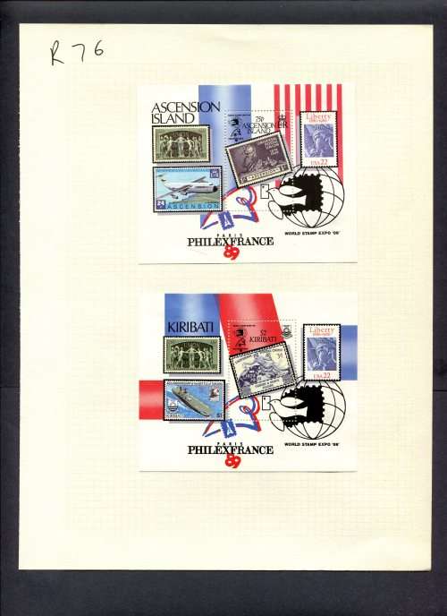 Stamps on Stamps - 2 Miniature Sheets  Mounted(Hinged) on Album Page