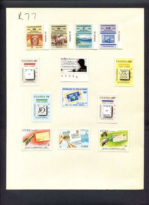 Stamps on Stamps - 13 Stamps  Mounted(Hinged) on Album Page