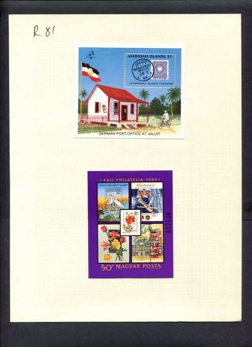 Stamps on Stamps - 2 Miniature Sheets  Mounted(Hinged) on Album Page