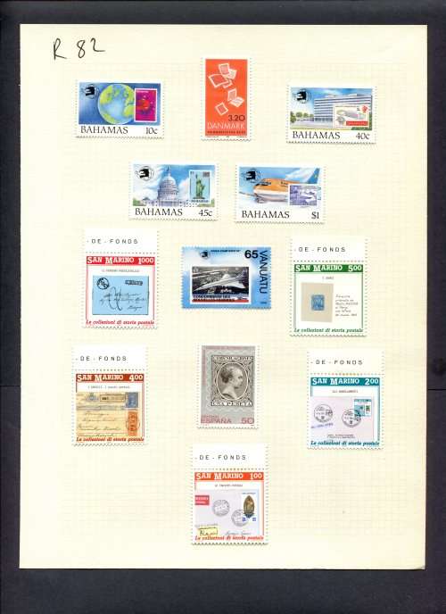 Stamps on Stamps - 12 Stamps  Mounted(Hinged) on Album Page