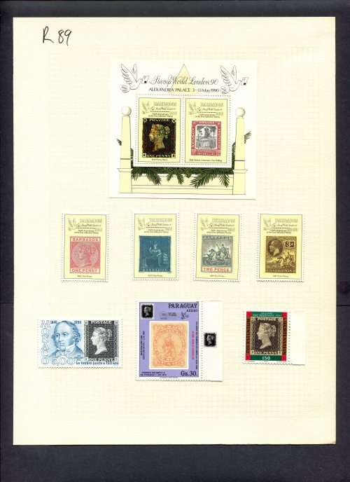 Stamps on Stamps - 7 Stamps + 1 Miniature Sheet  Mounted(Hinged) on Album Page