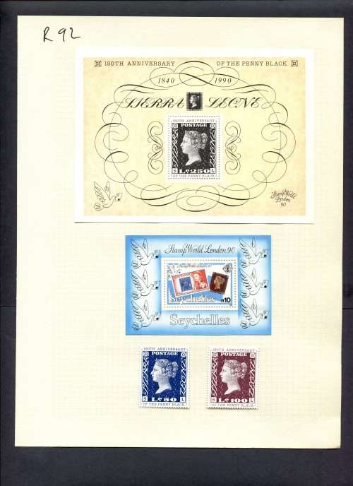 Stamps on Stamps - 2 Stamps + 2 Miniature Sheets  Mounted(Hinged) on Album Page