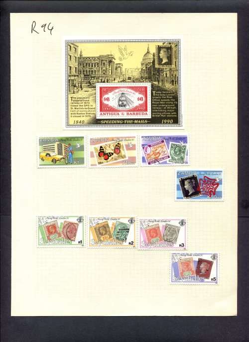 Stamps on Stamps - 8 Stamps + 1 Miniature Sheet  Mounted(Hinged) on Album Page