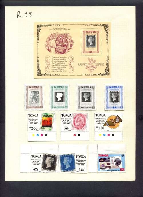 Stamps on Stamps - 10 Stamps + 1 Miniature Sheet Mounted(Hinged) on Album Page