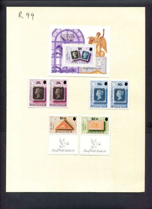 Stamps on Stamps - 6 Stamps + 1 Miniature Sheet Mounted(Hinged) on Album Page
