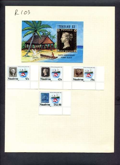 Stamps on Stamps - 4 Stamps + 1 Miniature Sheet Mounted(Hinged) on Album Page