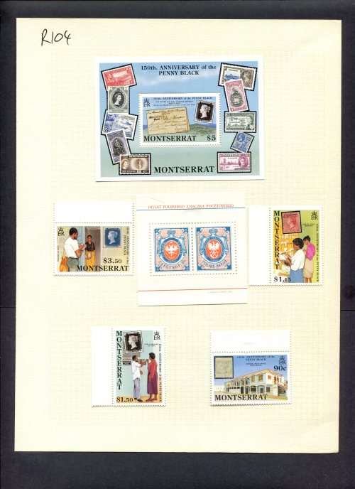 Stamps on Stamps - 4 Stamps + 2 Miniature Sheets Mounted(Hinged) on Album Page