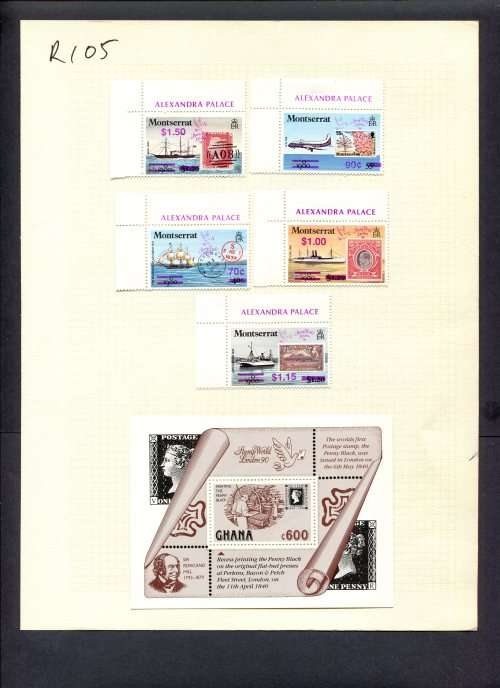 Stamps on Stamps - 5 Stamps + 1 Miniature Sheet Mounted(Hinged) on Album Page