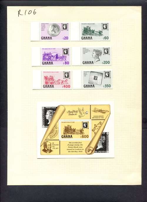 Stamps on Stamps - 6 Stamps + 1 Miniature Sheet Mounted(Hinged) on Album Page