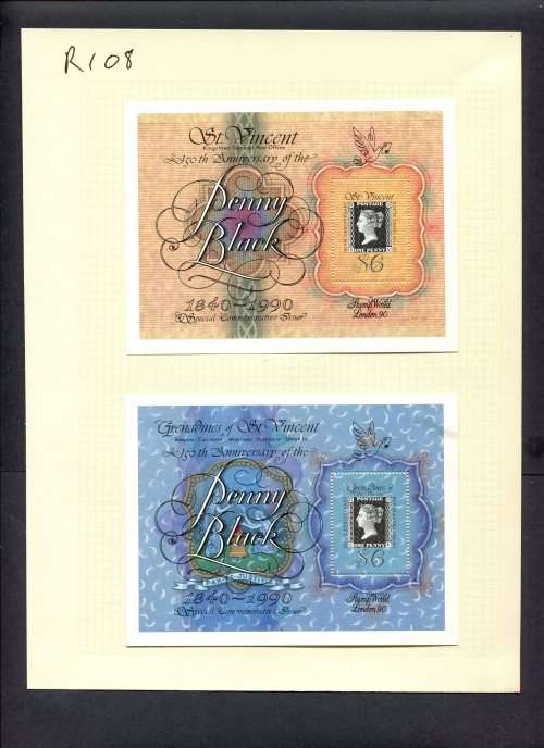 Stamps on Stamps - 2 Miniature Sheets Mounted(Hinged) on Album Page