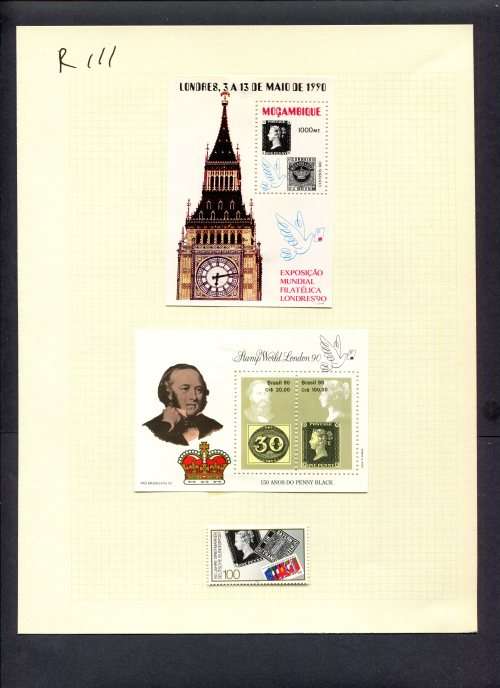 Stamps on Stamps - 1 Stamp + 2 Miniature Sheets  Mounted(Hinged) on Album Page