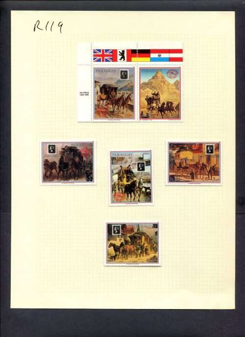 Stamps on Stamps - 5 Stamps Mounted(Hinged) on Album Page