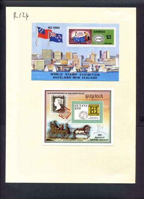Stamps on Stamps - 2 Miniature Sheets  Mounted(Hinged) on Album Page