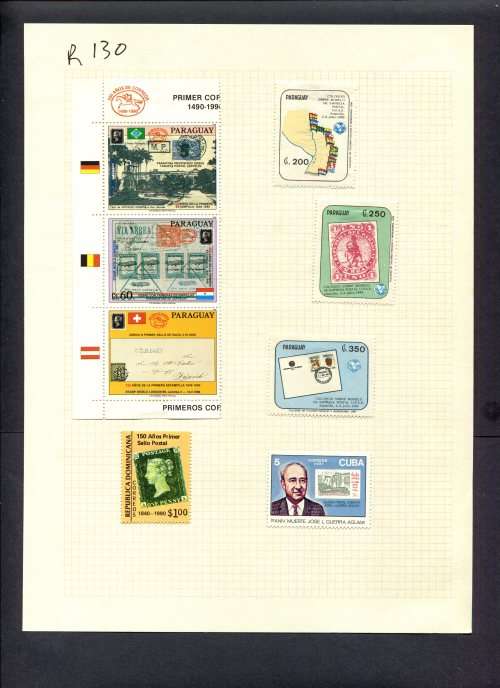 Stamps on Stamps - 6 Stamps Mounted(Hinged) on Album Page