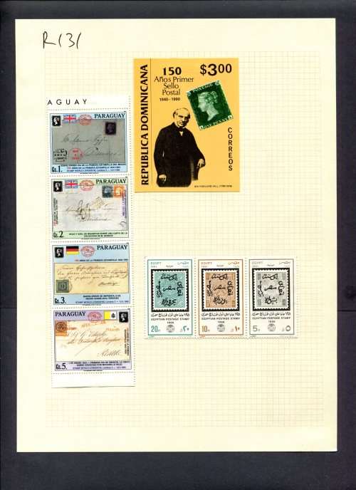 Stamps on Stamps - 7 Stamps + 1 Miniature Sheet  Mounted(Hinged) on Album Page