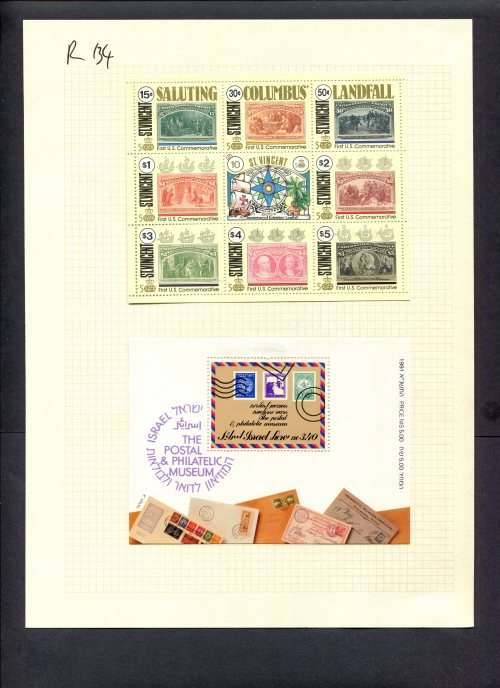 Stamps on Stamps - 2 Miniature Sheets  Mounted(Hinged) on Album Page