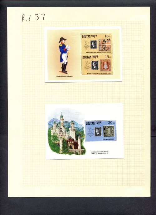 Stamps on Stamps - 2 Miniature Sheets  Mounted(Hinged) on Album Page