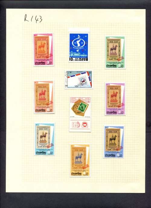 Stamps on Stamps - 10 Stamps Mounted(Hinged) on Album Page