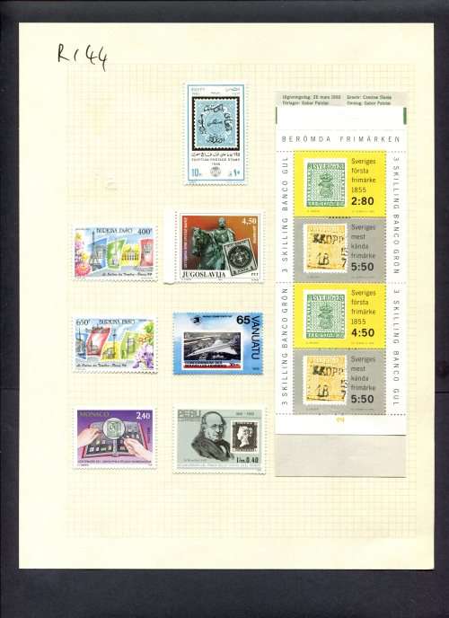Stamps on Stamps - 7 Stamps + 1 Booklet Mounted(Hinged) on Album Page