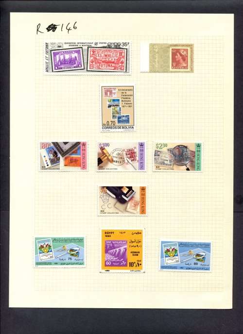 Stamps on Stamps - 10 Stamps Mounted(Hinged) on Album Page