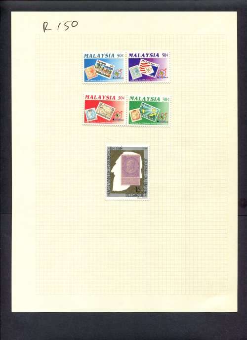 Stamps on Stamps - 5 Stamps Mounted(Hinged) on Album Page
