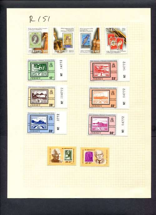 Stamps on Stamps - 12 Stamps Mounted(Hinged) on Album Page