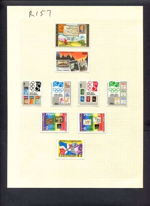 Stamps on Stamps - 9 Stamps Mounted(Hinged) on Album Page