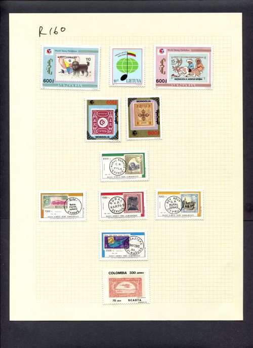 Stamps on Stamps - 11 Stamps Mounted(Hinged) on Album Page