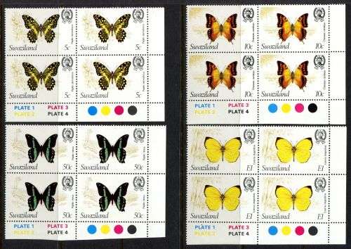 Swaziland - Set of 4 Control Blocks of 4 - 1982 - MNH