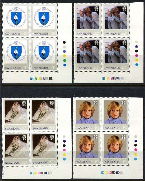 Swaziland - Set of 4 Control Blocks of 4 - 1982 - MNH