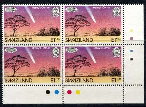 Swaziland - 1 Control Block of 4 (1B Bottom Right) - 1986 - MNH