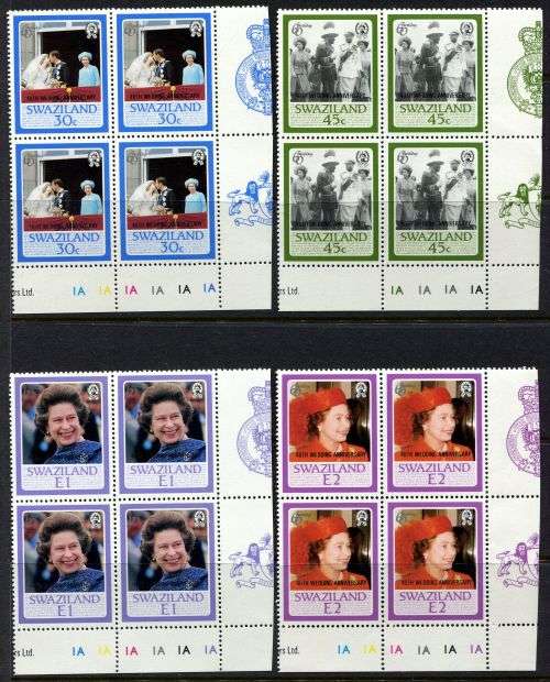 Swaziland - Set of 4 Control Blocks of 4 - 1987 - MNH