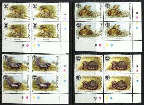 Swaziland - Set of 4 Control Blocks of 4 - 1989 - MNH