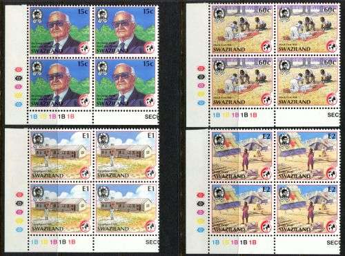 Swaziland - Set of 4 Control Blocks of 4 - 1989 - MNH