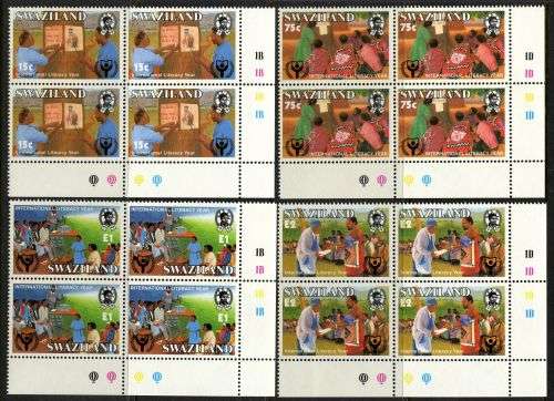 Swaziland - Set of 4 Control Blocks of 4 - 1990 - MNH