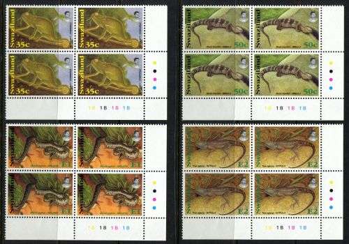 Swaziland - Set of 4 Control Blocks of 4 - 1996 - MNH
