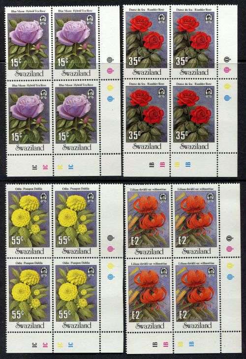 Swaziland - Set of 4 Control Blocks of 4 - 1987 - MNH
