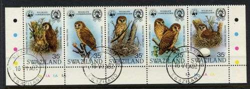 Swaziland - Birds - 1 Control Strip of 5 - 1982 - Used(CTO)