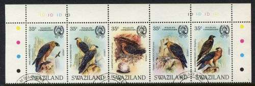 Swaziland - Birds - 1 Control Strip of 5 - 1983 - Used(CTO)
