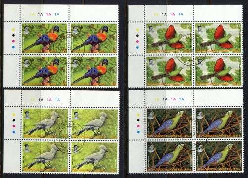 Swaziland - Birds - Set of 4 Control Blocks of 4 - 1995 - Used(CTO)