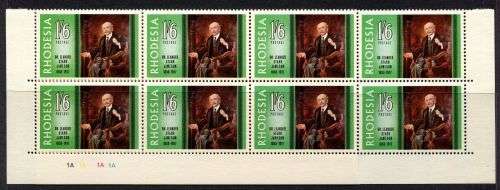 Rhodesia - Double Bottom Row of 20 1A - 1967 - MNH- Folded to Fit In Album/Stock Book