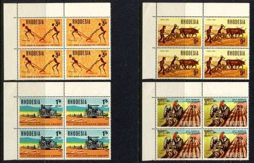 Rhodesia - Set of 4 Corner Blocks of 4 - 1968 - MNH