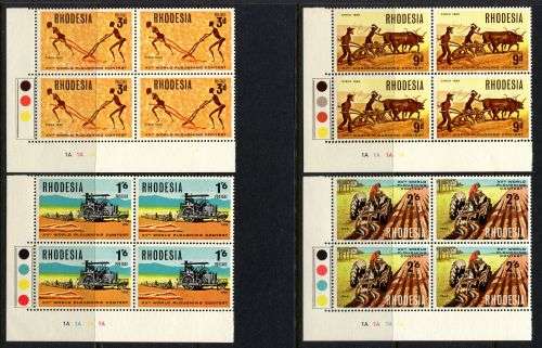 Rhodesia - Set of 4 Control Blocks of 4 - 1968 - MNH