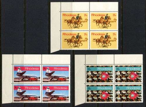 Rhodesia - 3 Corner Blocks of 4 - 1970 - MNH