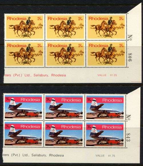 Rhodesia - Set of 4 Sheet Number/Value Blocks of 6 - 1970 - MNH