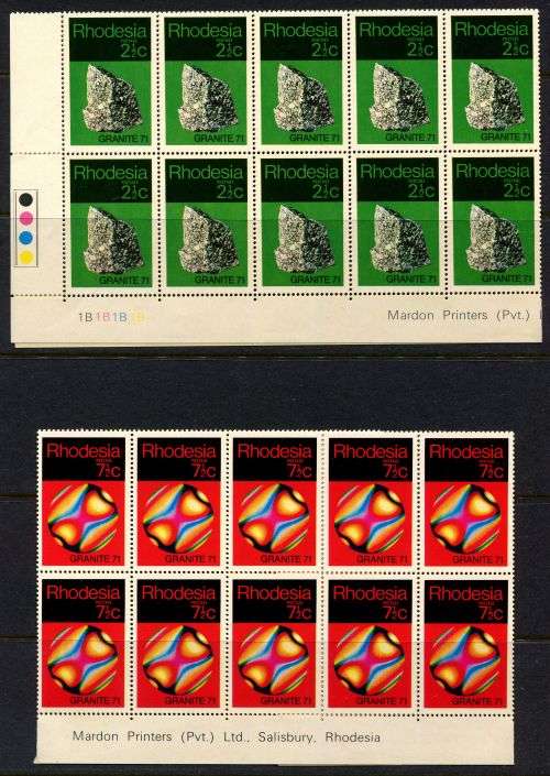 Rhodesia - 3 Double Bottom Rows of 20 - 1971 - MNH - Folded to Fit in Album/Stock Book