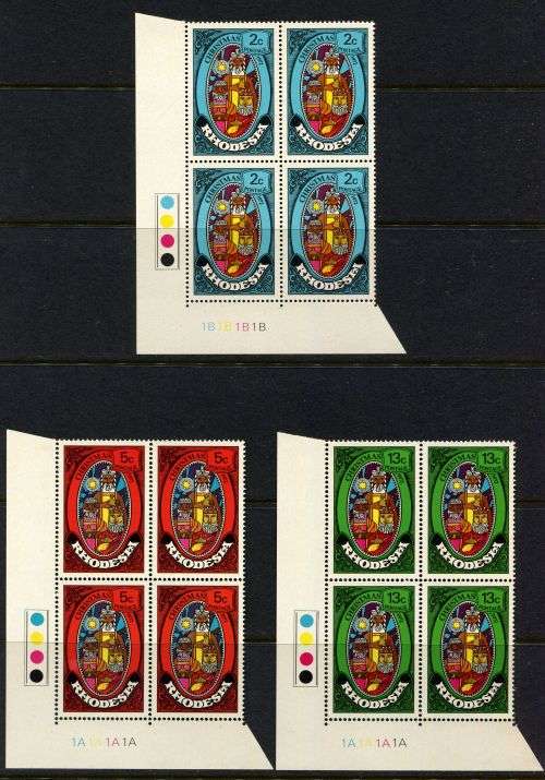 Rhodesia - Set of 3 Control Blocks of 4 - 1972 - MNH